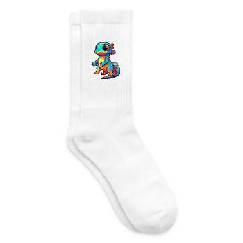 Salamander Bunte Aquarell-Karikatur Kawaii Anim - Tennissocken - Weiß - Rechts