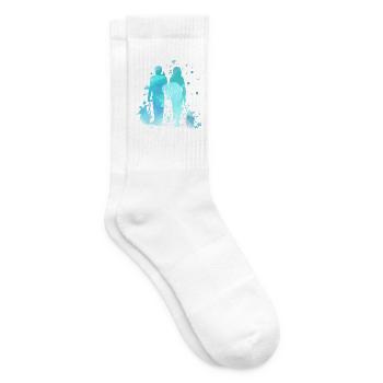 Paar spazieren gehende Hunde im Aquarellstil - Tennissocken - Weiß - Rechts