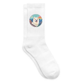 Indischer Spitz Hunderasse Cartoon Kawaii Aquarell - Tennissocken - Weiß - Rechts