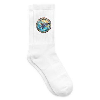 Bunte Aquarell-Tierillustration des Blauwals - Tennissocken - Weiß - Rechts