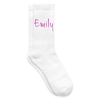 Emily Neon Pink Handschrift - Tennissocken - Weiß - Rechts