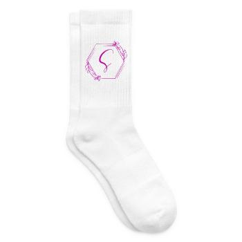 Schriftzug Kalligraphie mit Blumenrahmen S - Tennissocken - Weiß - Rechts