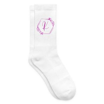 K Monogramm Florale Geometrie - Tennissocken - Weiß - Rechts