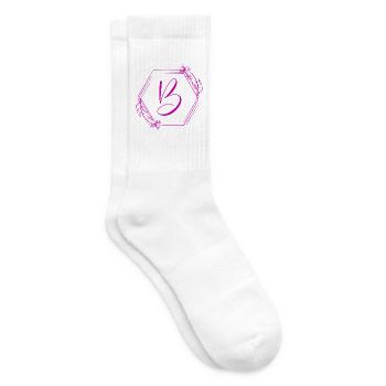 Monogramm B im Blütenrahmen - Tennissocken - Weiß - Rechts