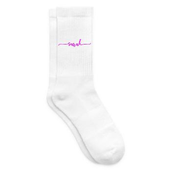 Sarah Schriftzug Neon Pink - Tennissocken - Weiß - Rechts