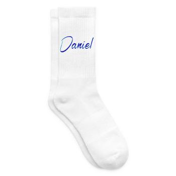 Daniel Signatur Blau Script - Tennissocken - Weiß - Rechts