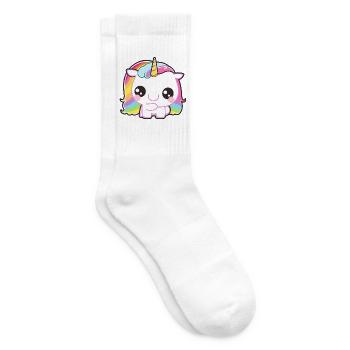 Baby Einhorn mit Regenbogen Mähne - Tennissocken - Weiß - Rechts