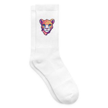 Cougar Buntes Aquarell Cartoon Kawaii Tier - Tennissocken - Weiß - Rechts