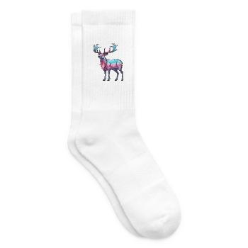 Karibu buntes Aquarell Cartoon Kawaii Tier - Tennissocken - Weiß - Rechts