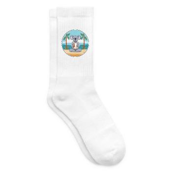 Koala Cartoon Yoga Strand Sommer Illustration - Tennissocken - Weiß - Rechts