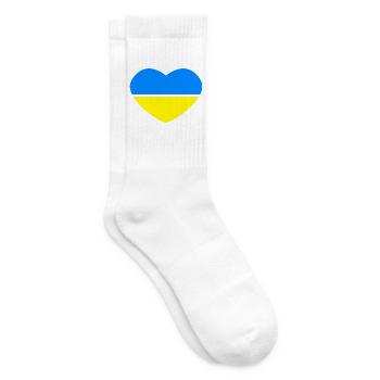 Herz 2farbig - Azurblau Gold - Ukraine - Tennissocken - Weiß - Rechts