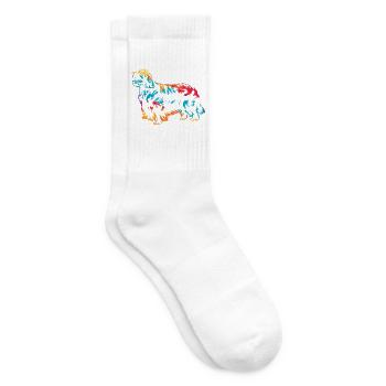 Stolzer Clumber Spaniel Jagdhund - Tennissocken - Weiß - Rechts