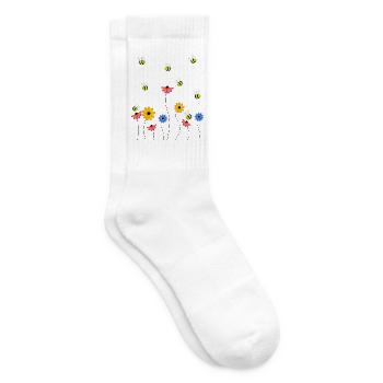 Hummelwiese Hummel Biene Wespe Honig Wiese Blumen - Tennissocken - Weiß - Rechts