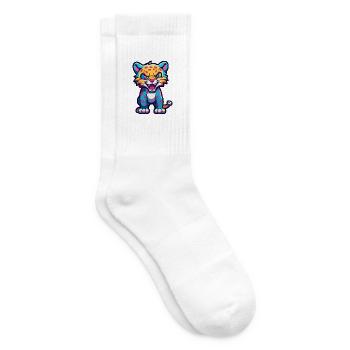 Jaguar Buntes Aquarell Cartoon Kawaii Tier - Tennissocken - Weiß - Rechts