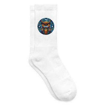 Eule buntes Aquarell Tier Haustier Illustration - Tennissocken - Weiß - Rechts