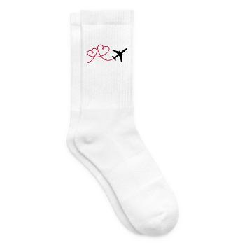 Flugzeug Flieger mit Herz - Tennissocken - Weiß - Rechts