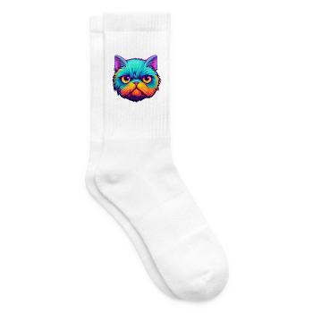 Exotische Kurzhaarkatze Aquarell Karikatur Kawaii - Tennissocken - Weiß - Rechts