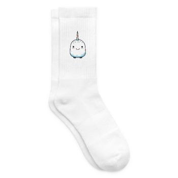 Narwal-Karikatur-Kawaii-Aquarell-Illustration - Tennissocken - Weiß - Rechts