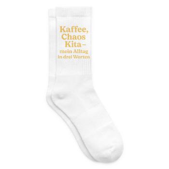 Kaffee Chaos Kita (sonnengelb) - Tennissocken - Weiß - Rechts