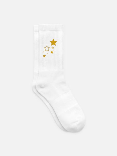 Sternenmotiv Goldene Sterne - Tennissocken - Weiß