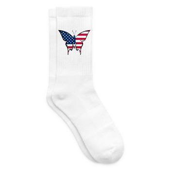 USA Flagge Schmetterling - Tennissocken - Weiß - Rechts