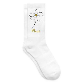 DANKE. THANKS. THANK YOU. - GEBURTSTAG. GEBURT. - Tennissocken - Weiß - Rechts