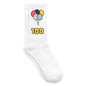 100. 100 JAHRE. 100-JÄHRIGES JUBILÄUM. 100. GEBURTSTAG - Tennissocken - Weiß - Rechts
