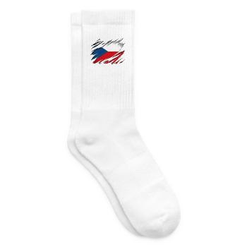 Tschechische Flagge - Tennissocken - Weiß - Rechts