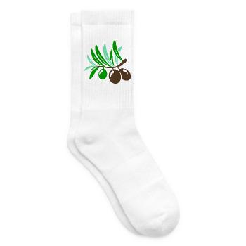 Olive 3 Zweig Blatt Olivenöl Öl Mittelmeer Salat - Tennissocken - Weiß - Rechts