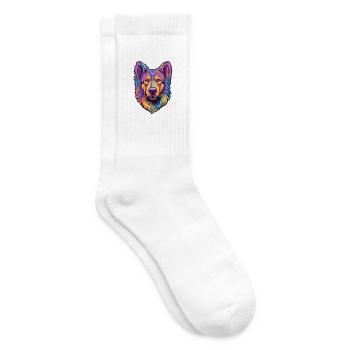 Böhmischer Schäferhund Rasse Cartoon Kawaii Illustration - Tennissocken - Weiß - Rechts