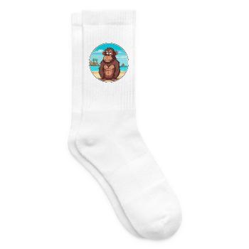 Pavian Aquarell Cartoon Kawaii Clipart Tier - Tennissocken - Weiß - Rechts