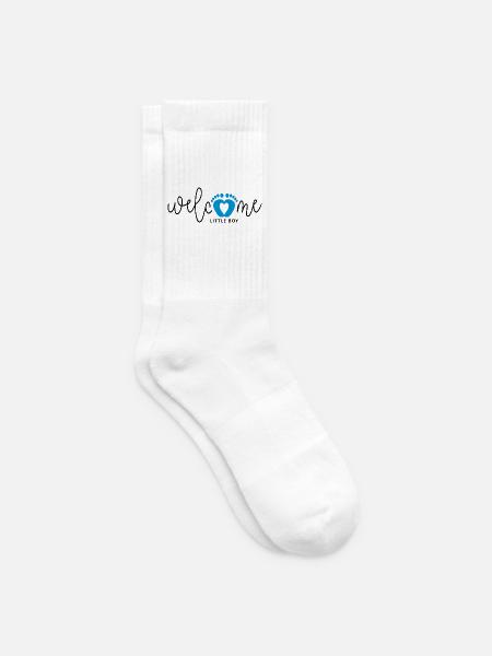 Baby Junge ist geboren. Geburtskarten. - Tennissocken - Weiß