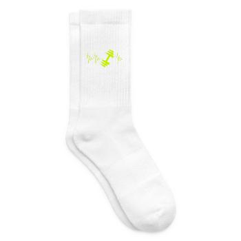 Hantel in Gelb Herzschlag - Tennissocken - Weiß - Rechts