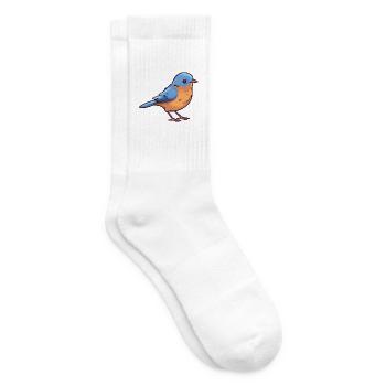 Östliche Blauvogel-Karikatur-Kawaii-Illustration - Tennissocken - Weiß - Rechts