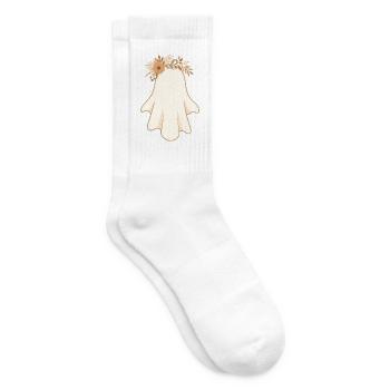 Boho Geist mit Blumen – Süßes Halloween Design - Tennissocken - Weiß - Rechts