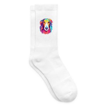 Barsoi Hund Rasse Aquarell Karikatur Kawaii Colorfu - Tennissocken - Weiß - Rechts