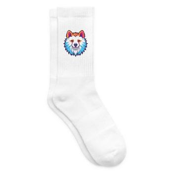 Amerikanische Eskimo-Hunderasse Aquarell-Karikatur Kawai - Tennissocken - Weiß - Rechts