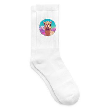 Kamel-Aquarell-Karikatur Kawaii-Haustier-Tierfarbefu - Tennissocken - Weiß - Rechts