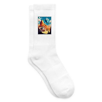 Kappadokien Dekoration Vintage Reiseposter WPA - Tennissocken - Weiß - Rechts
