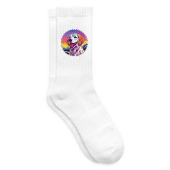 Akbash Hunderasse Karikatur Kawaii Aquarell - Tennissocken - Weiß - Rechts