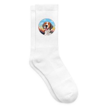Serbischer Jagdhund Rasse Cartoon Kawaii Aquarell - Tennissocken - Weiß - Rechts
