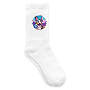 Texas Heeler Hunderasse Cartoon Kawaii Aquarell - Tennissocken - Weiß - Rechts