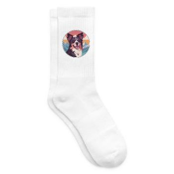 Sabueso Español Hunderasse Cartoon Kawaii Watercolo - Tennissocken - Weiß - Rechts