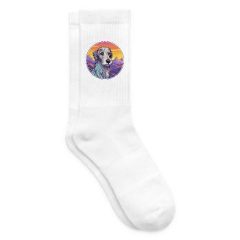 Scottish Deerhound Hunderasse Cartoon Kawaii Waterc - Tennissocken - Weiß - Rechts