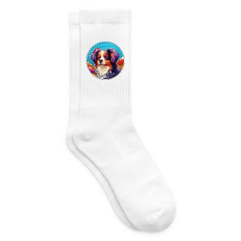 Papillon Hunderasse Karikatur Kawaii Aquarell - Tennissocken - Weiß - Rechts