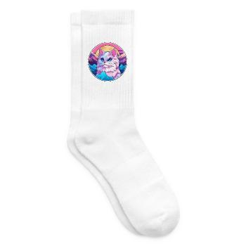 Ragamuffin Katze Bunte Karikatur Aquarell Illustration - Tennissocken - Weiß - Rechts
