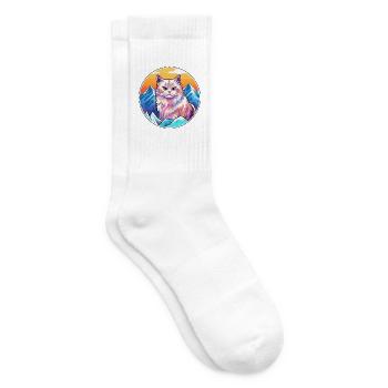 Deutsche Rex-Katze Bunte Karikatur Aquarell Illustration - Tennissocken - Weiß - Rechts