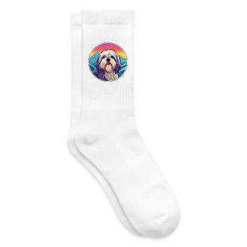 Lhasa Apso Hunderasse Cartoon Kawaii Aquarell - Tennissocken - Weiß - Rechts