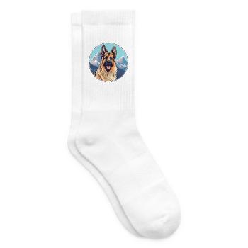Karst Schäferhund Rasse Cartoon Kawaii Aquarell - Tennissocken - Weiß - Rechts