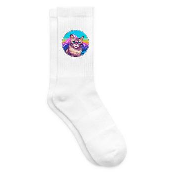 Zypern-Katze Bunte Karikatur Aquarell Illustration - Tennissocken - Weiß - Rechts